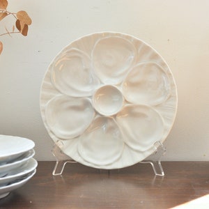 Pair of French Vintage PILLIVUYT Porcelain White Oyster Plates