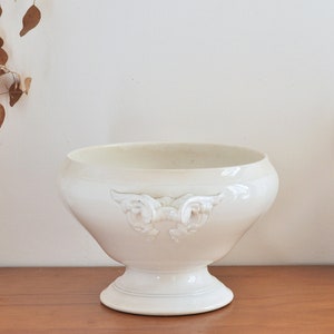 1800s Sarreguemines Antique French White Ironstone Tureen (No Lid)