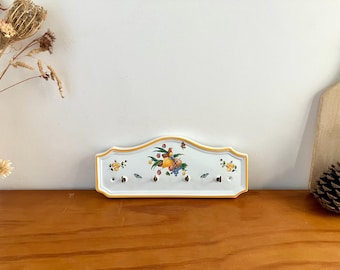 Vintage French Ceramic Tea Towel Holder, Dish Towel Rack with 4 hooks