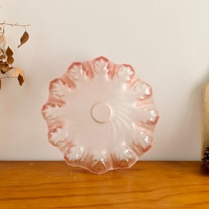 French Vintage Pink Glass Lampshade with Ruffled Edges
