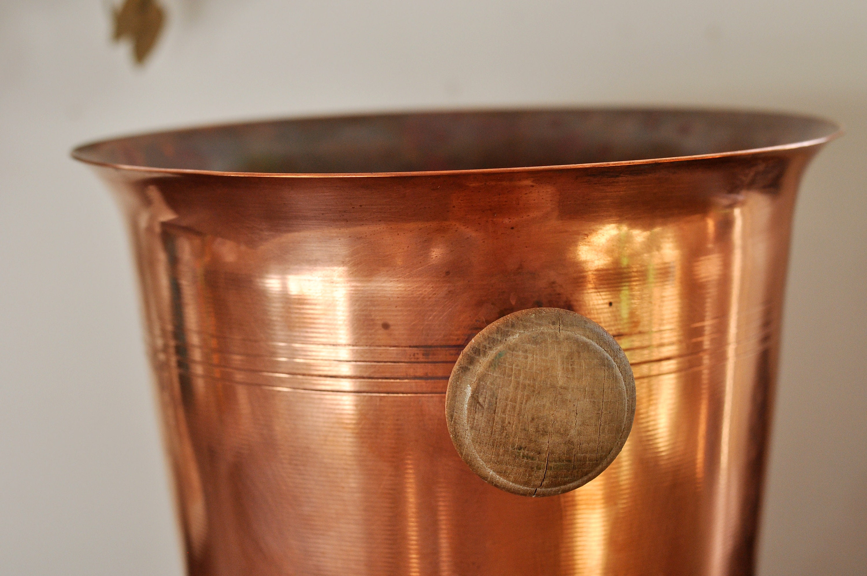 Vintage French Copper Champagne Bucket With Wood Handles Etsy
