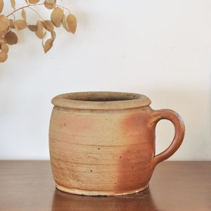 Antique French Ceramic Flower Planter, Stoneware Confit Pot, Flower arrangement vase, Rustic farmhouse decor