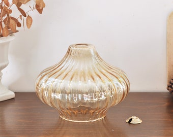 フランス製ヴィンテージレトロミッドセンチュリーアンバーガラスベル型