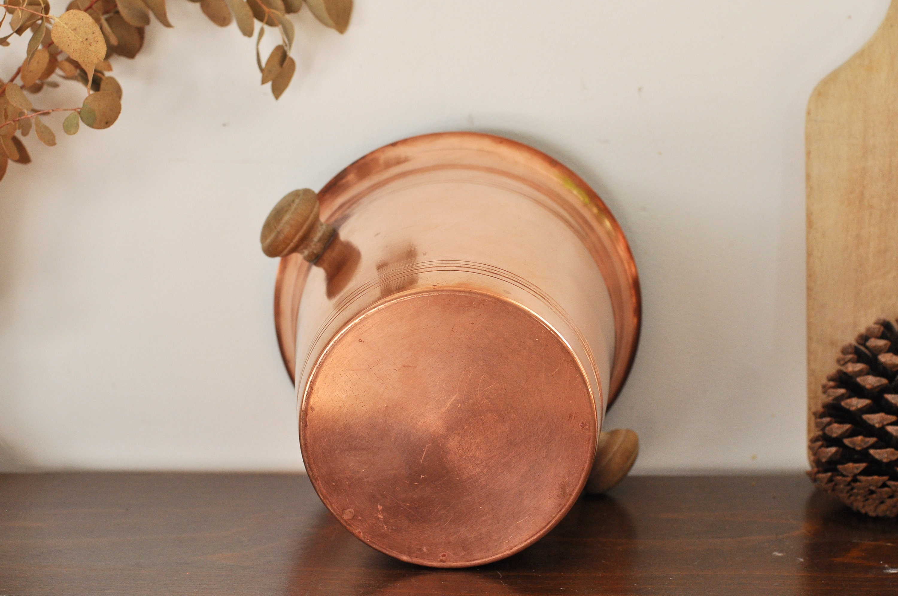 Vintage French Copper Champagne Bucket With Wood Handles Etsy
