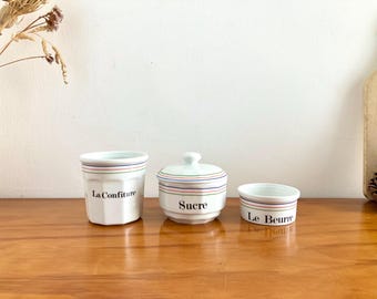 French Vintage Porcelain Apilco Breakfast Jars