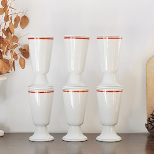 French Vintage White Porcelain Bistro Mugs - Porcelaine d&#39;Auteuil - Mazagran Tall Coffee Mugs