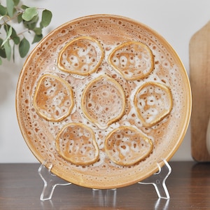 French Vintage Niderviller Oyster Plate, &quot;Fauve&quot; Pattern, Majolica Oyster Platter