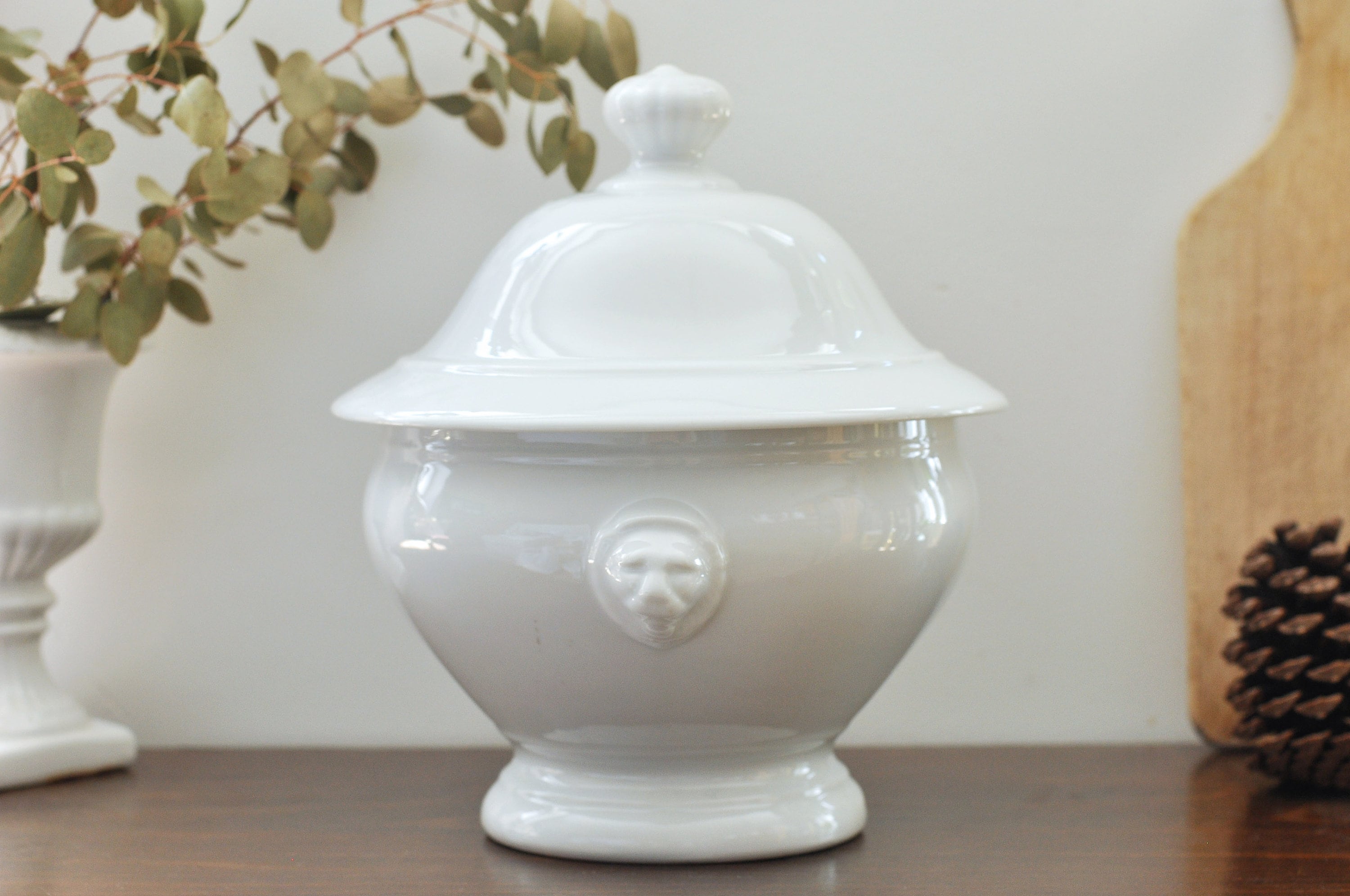 【保証書付】 Large Vintage French APILCO Lion Head Bowl in White その他