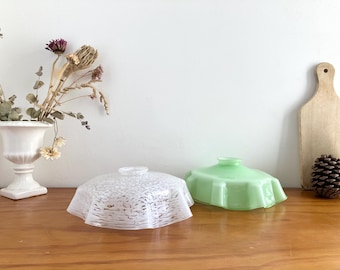 French Vintage Clichy Glass Handkerchief Lampshade: White or Pastel Green, Folded Tissue Shape