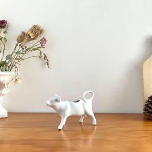 Vintage French Apilco White Porcelain Cow-Shaped Creamer
