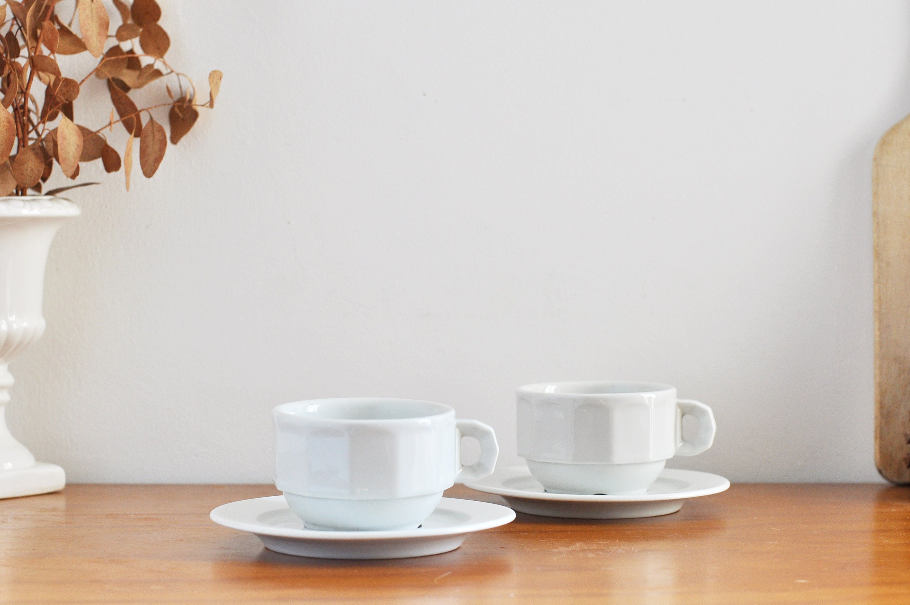 Lot De 4 Tasses à Café Bistrot Pillivuyt (France) – Porcelaine Blanche