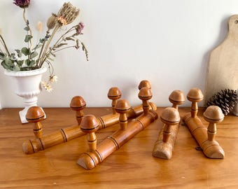 French Vintage Faux Bamboo Rustic Wood Coat Rack