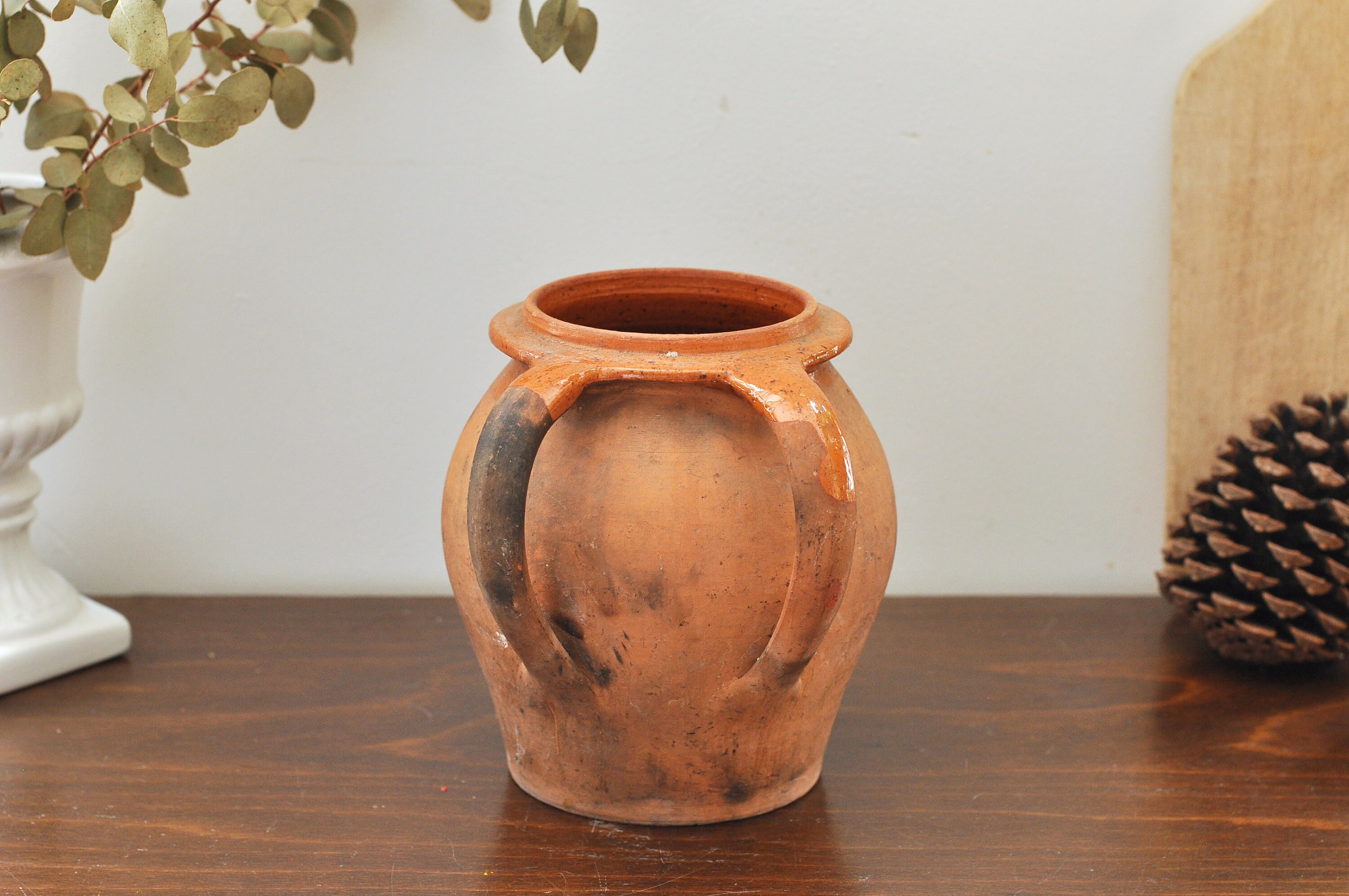 彩色陶器 テラコッタ 二口水差し アンティーク 彩色陶器 テラコッタ 二