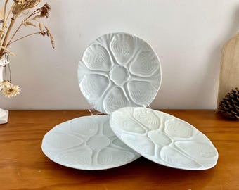 French Vintage Limoges Porcelain White Oyster Plates
