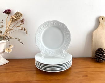 French Vintage White Porcelain Dinner Plate, Philippe DESHOULIERES California Collection