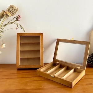 French Vintage Small Wooden Box - 4 Compartments - Desktop Organizer - Miniature Storage Box