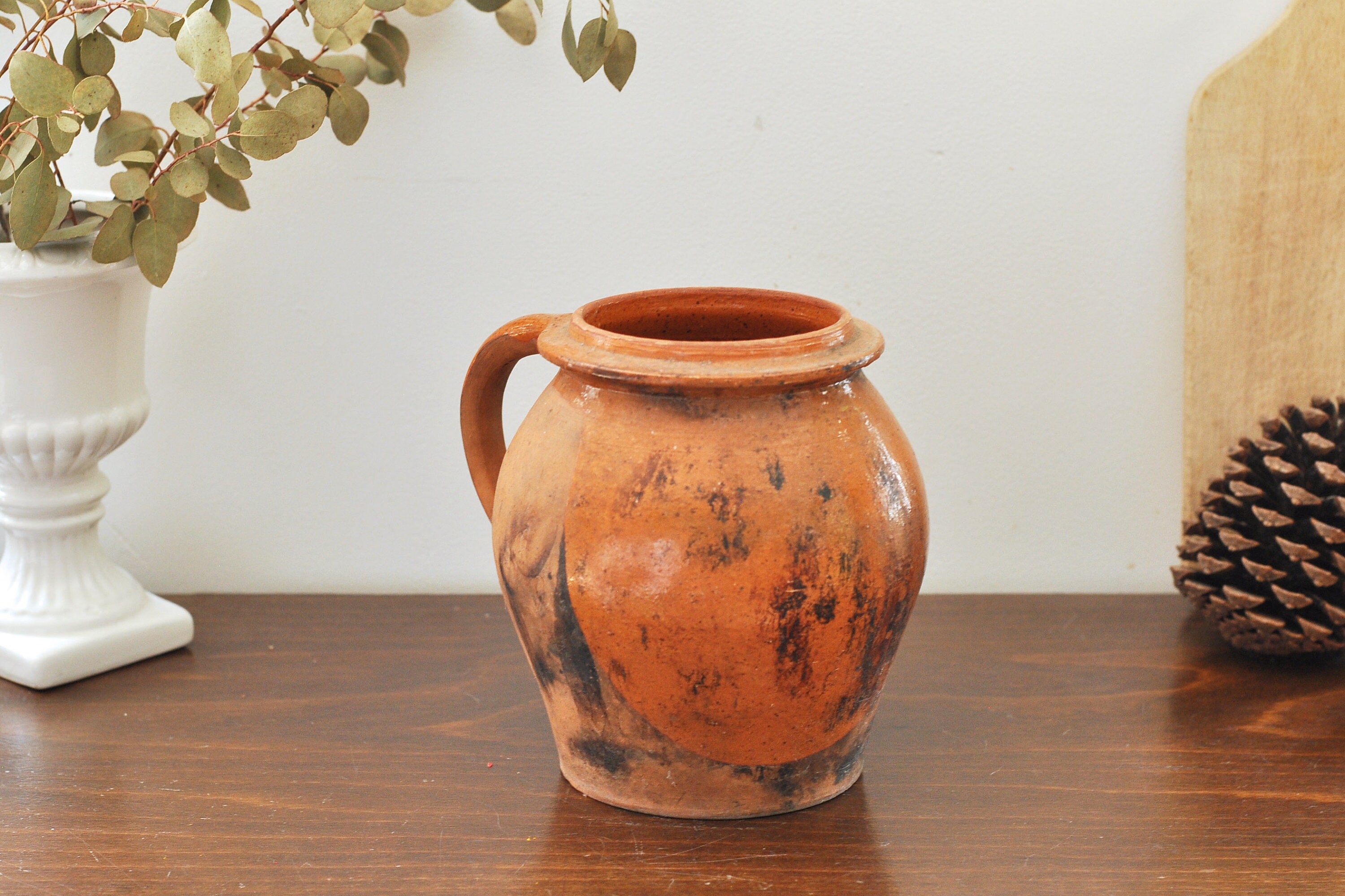 彩色陶器　テラコッタ 二口水差し　アンティーク 彩色陶器 テラコッタ 二口水差し アンティーク フランス製ヴィンテージ