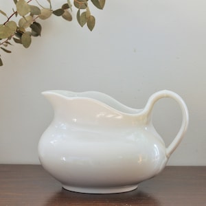 French Vintage White Porcelain Jug Vase, Farmhouse Decoration
