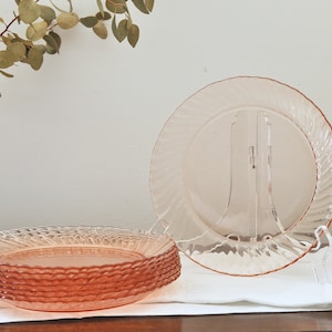Set of 4 French Vintage Rosaline Pink Flat Plates