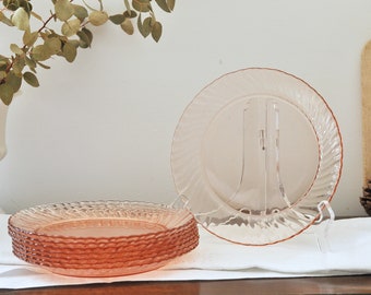 Set of 4 French Vintage Rosaline Pink Flat Plates