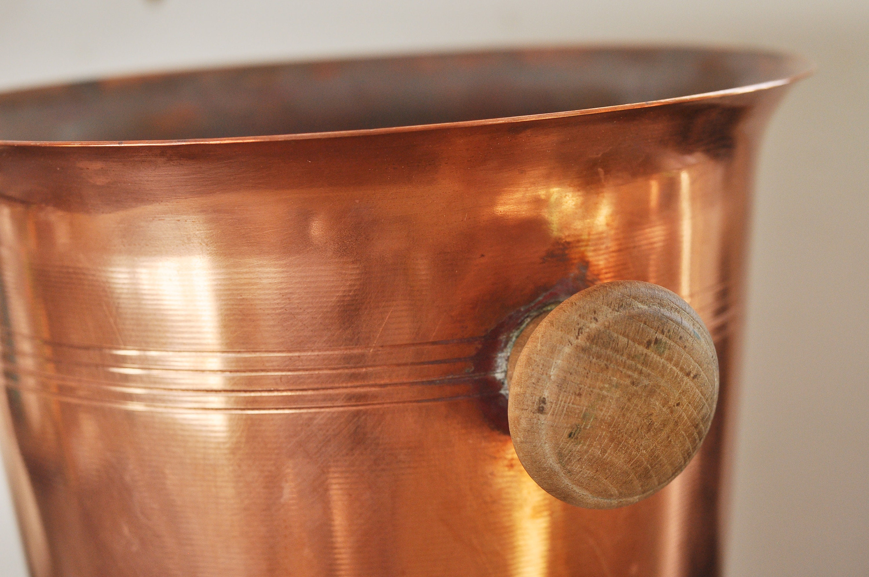 Vintage French Copper Champagne Bucket With Wood Handles Etsy