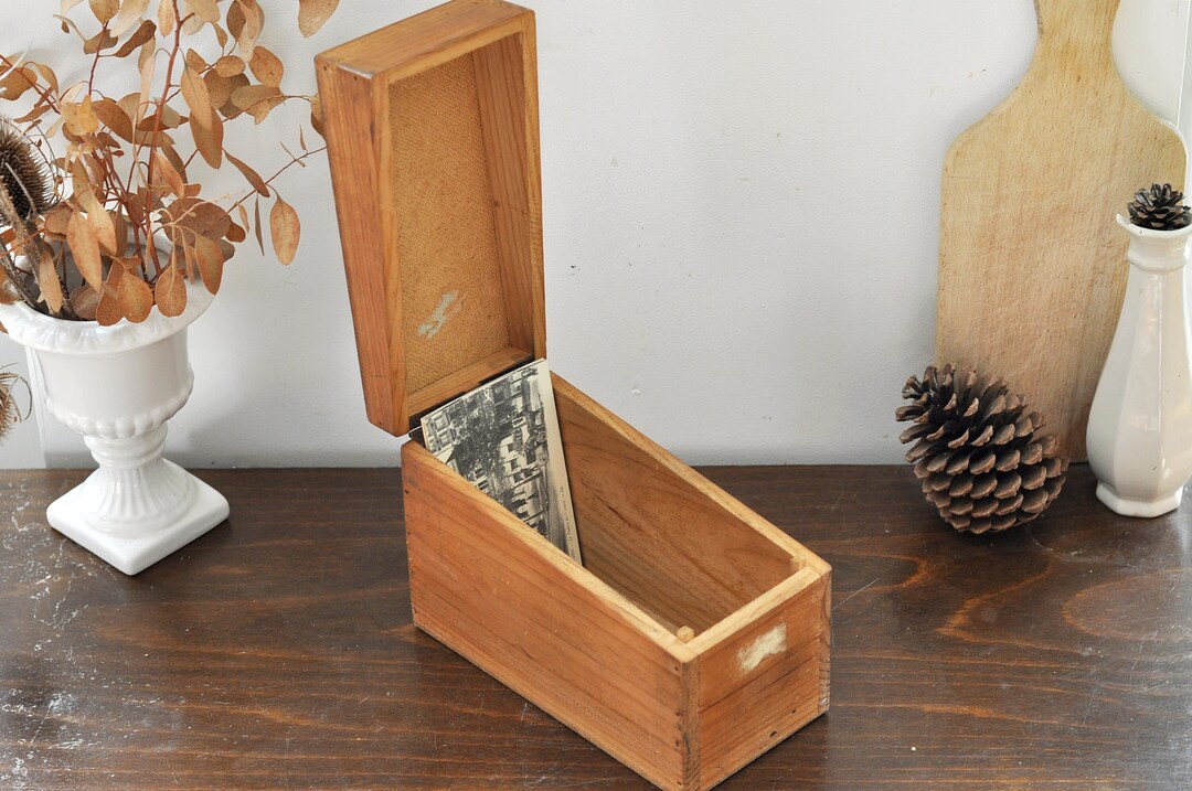 French Vintage Wooden Index Card Holder Library Card Catalog Etsy