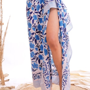 Handmade Block Print Cotton Sarong: Boho Beach Cover-Up