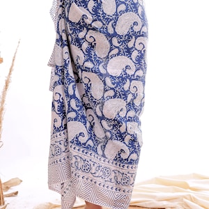 Handmade Block Print Cotton Sarong: Boho Beach Cover-Up