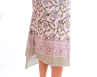 Hand Block Print Cotton Sarong: Boho Beach Cover-Up, Summer Wrap