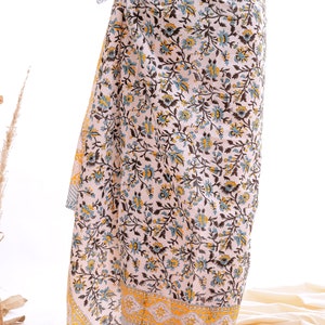 Handmade Block Print Cotton Sarong: Boho Beach Scarf