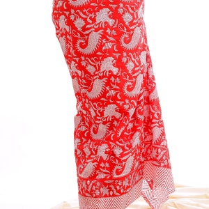 Handmade Block Print Cotton Sarong: Boho Beach Scarf