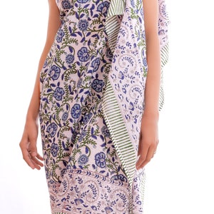 Handmade Block Print Cotton Sarong: Boho Beach Scarf