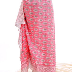 Handmade Block Print Cotton Sarong: Boho Beach Scarf