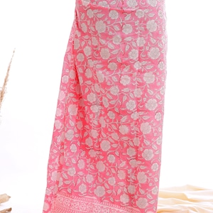 Handmade Block Print Cotton Sarong: Boho Beach Scarf
