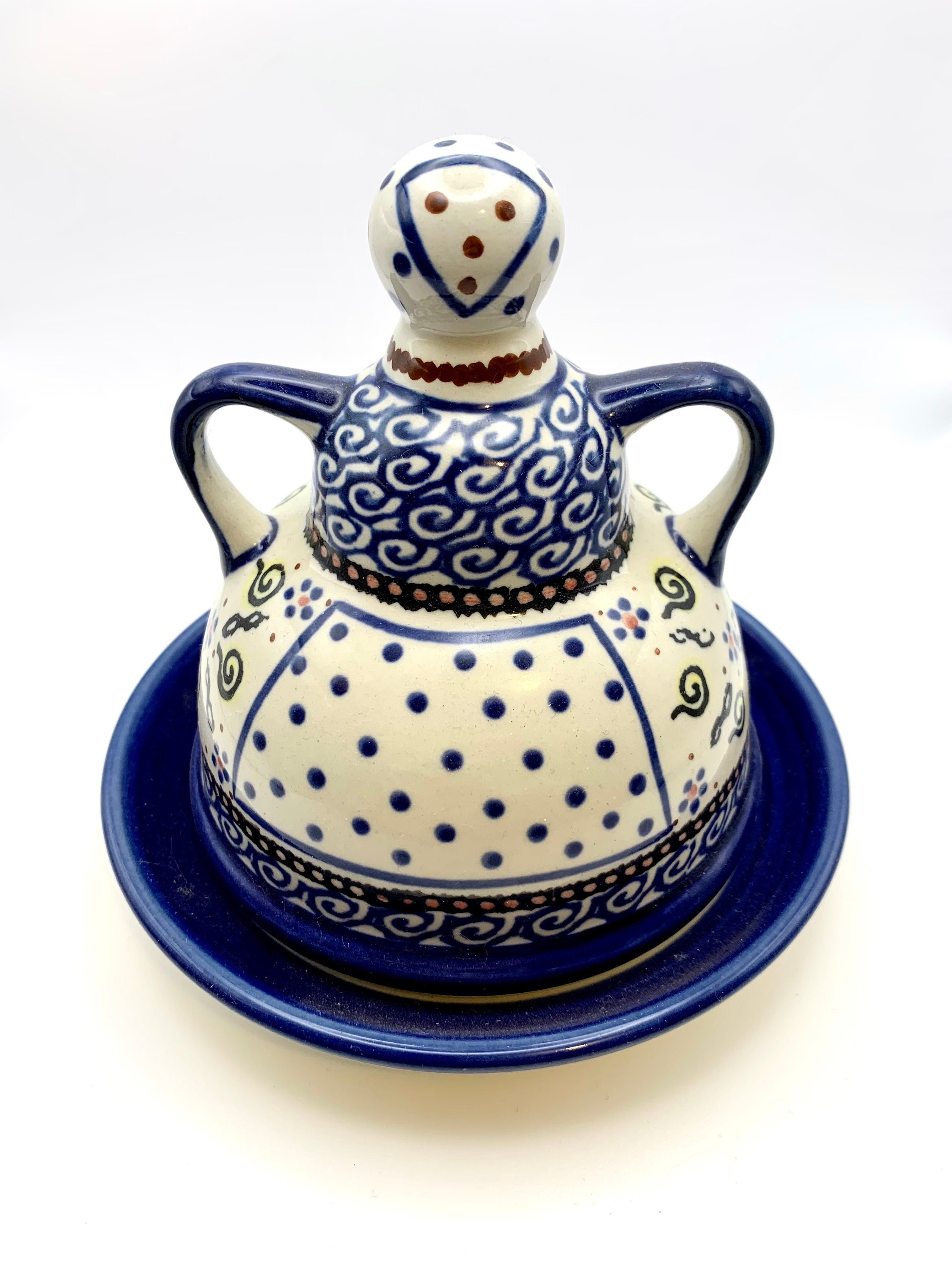 Butter dish pottery , handmade pottery, Boleslaweic Polish Pottery