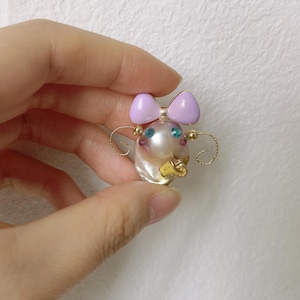 Baroque Pearl Animal Pendant: Natural Rainbow Metallic Luster
