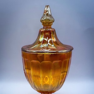 Vintage Marigold Carnival Jeannette Lidded Candy Dish