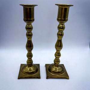 Vintage Brass Candle Stick Holder Set of Two - 7 inches tall