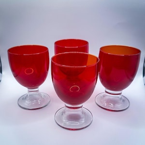 Vintage Ruby Red Glass Short Goblets Set of 4