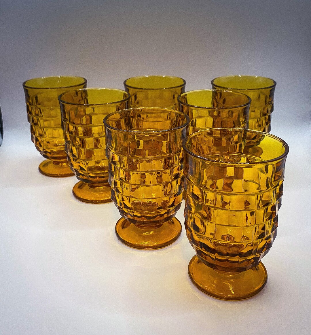 Vintage Whitehall Amber Juice Glasses Set of 7 Etsy