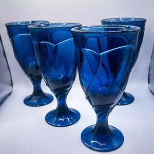 Vintage Noritake Sweet Swirl Cobalt Blue Wine Glasses - Set of 4