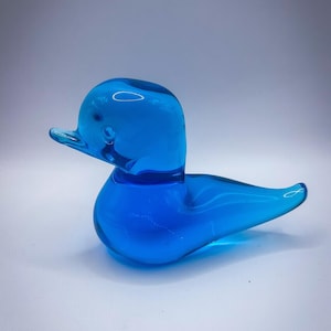 Vintage Cobalt Blue Bird Glass Midcentury Figurine