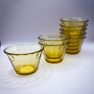 Vintage gula bärnstensfärgade glas vaniljsåsskålar, set om 8, tillverkade i Mexiko