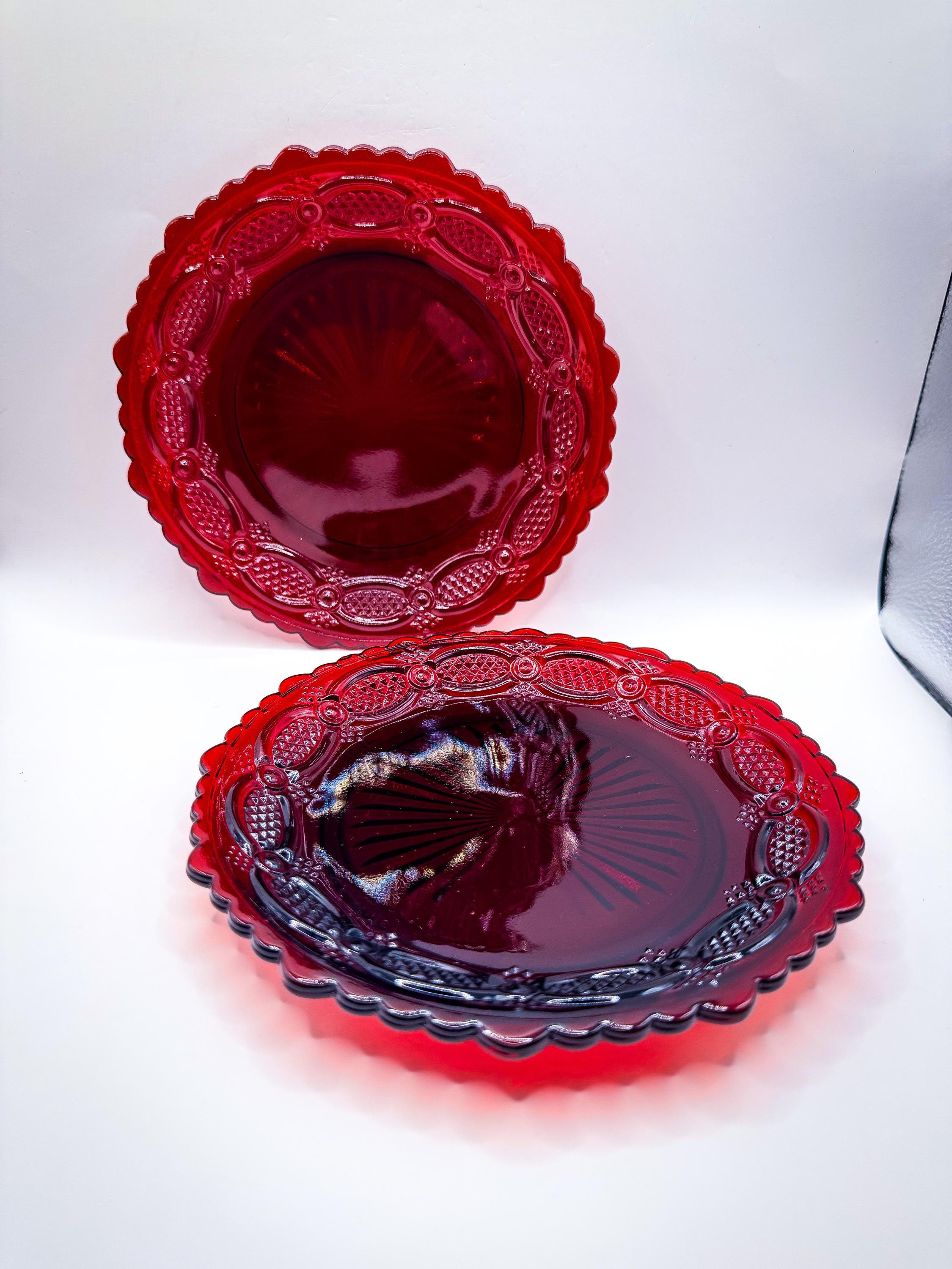 Ruby Glass Plates - Etsy