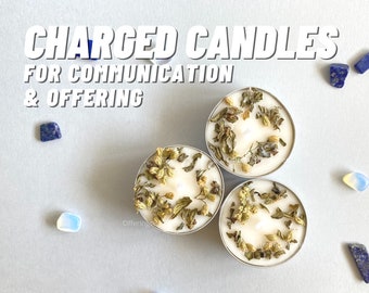 Charged candles for communication and offering, Spirit offering candle, spelled candle, offering for spirit companions, ritual candle