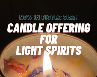 Spirit offering candle, spelled candle, enchanted candle, spirit companion candle, light arts, light spirits entity, spirit bonding, ritual