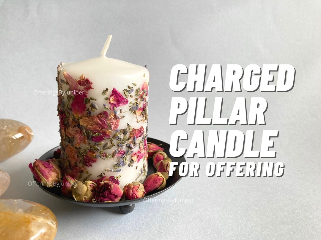 Charged Pillar Candle for Offering, Spirit Offering Candle, Spelled