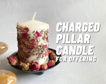 Charged pillar candle for offering, Spirit offering candle, spelled candle, offering for spirit companions, ritual candle, deity offering