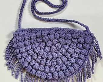 Crochet Clutch with Fringe, Bobble Clutch