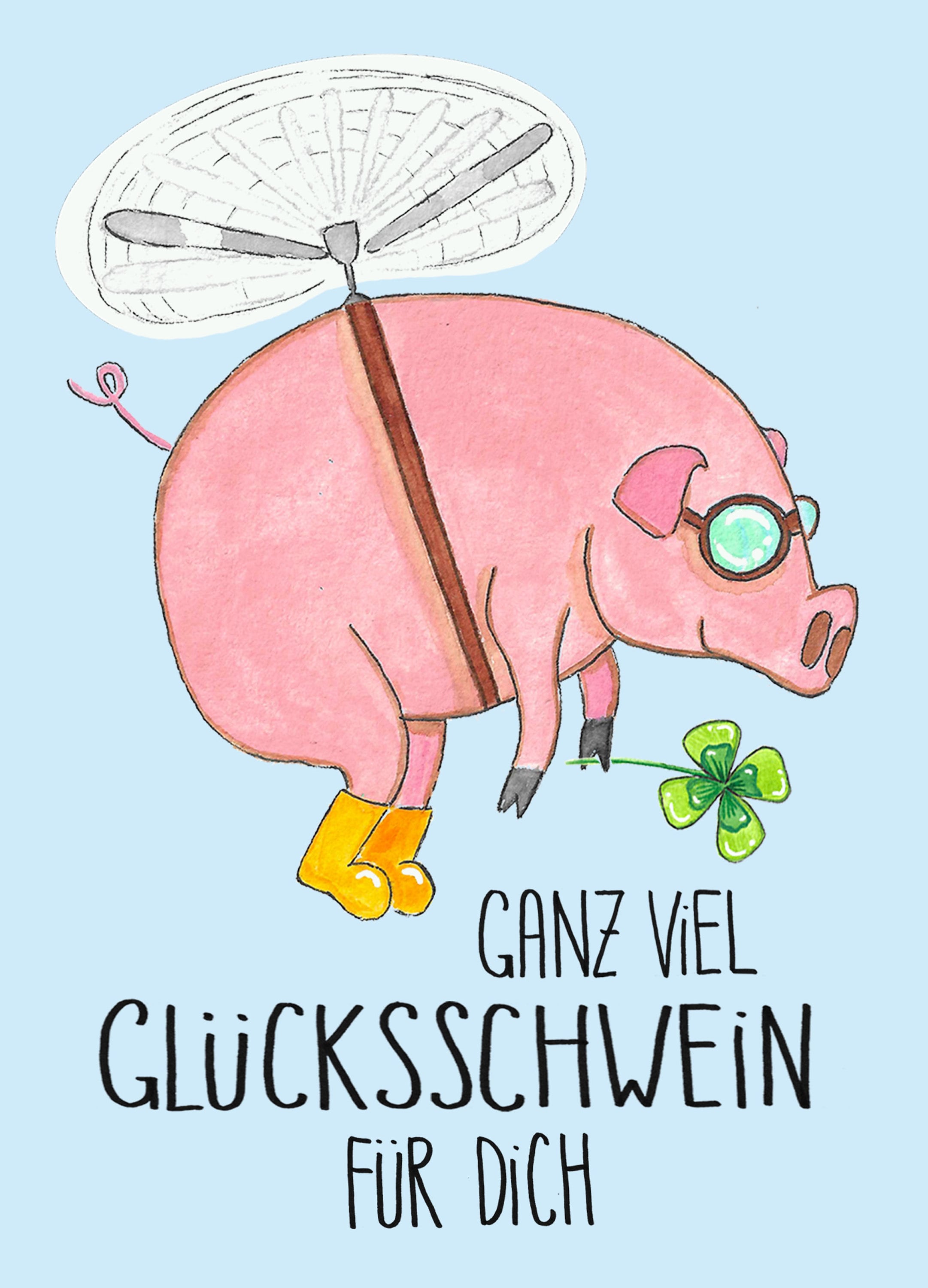 Postkarte Ganz viel Glücksschwein für Dich Etsy.de